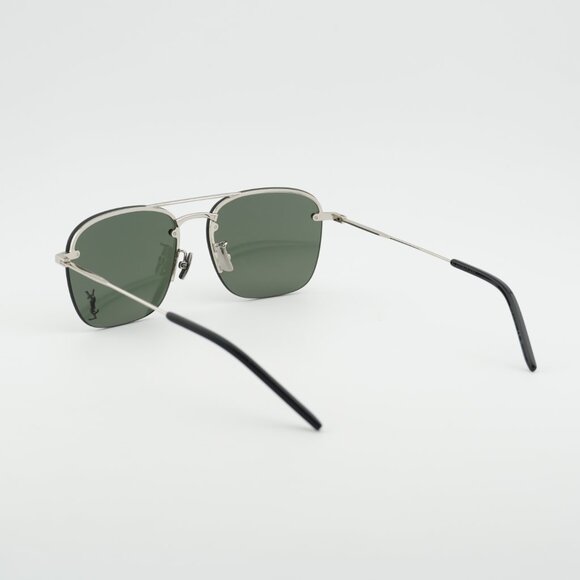 Saint Laurent SL309M 002 Sunglasses Silver Aviator Frame, Grey Lenses main image 4